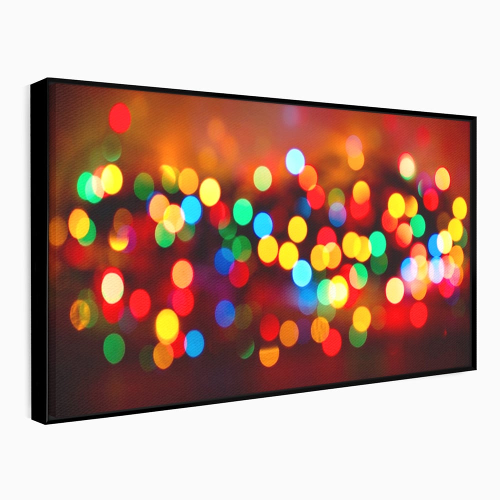 Tablou canvas cu tablou canvas cu lumini bokeh, in rama de aluminiu negru